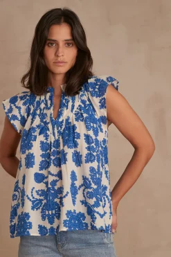 Maison 123 Blouses Et Chemises Imprimées|Blouses Et Chemises En Coton>BLOUSE BILLIE BLEU ROI