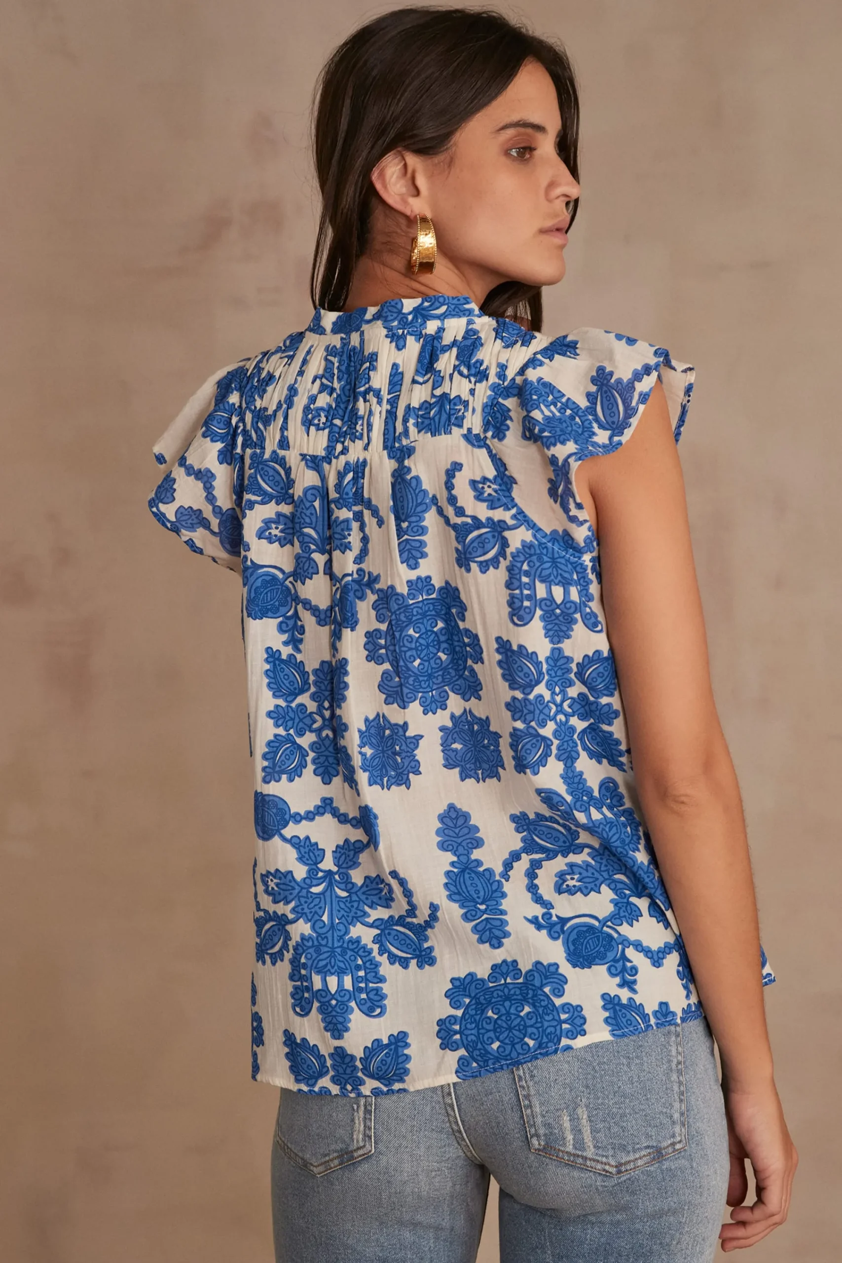 Maison 123 Blouses Et Chemises Imprimées|Blouses Et Chemises En Coton>BLOUSE BILLIE BLEU ROI