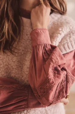 Maison 123 Blouses Et Chemises En Coton|Blouses Et Chemises Brodées>Blouse CALIXTE ROSE FONCE