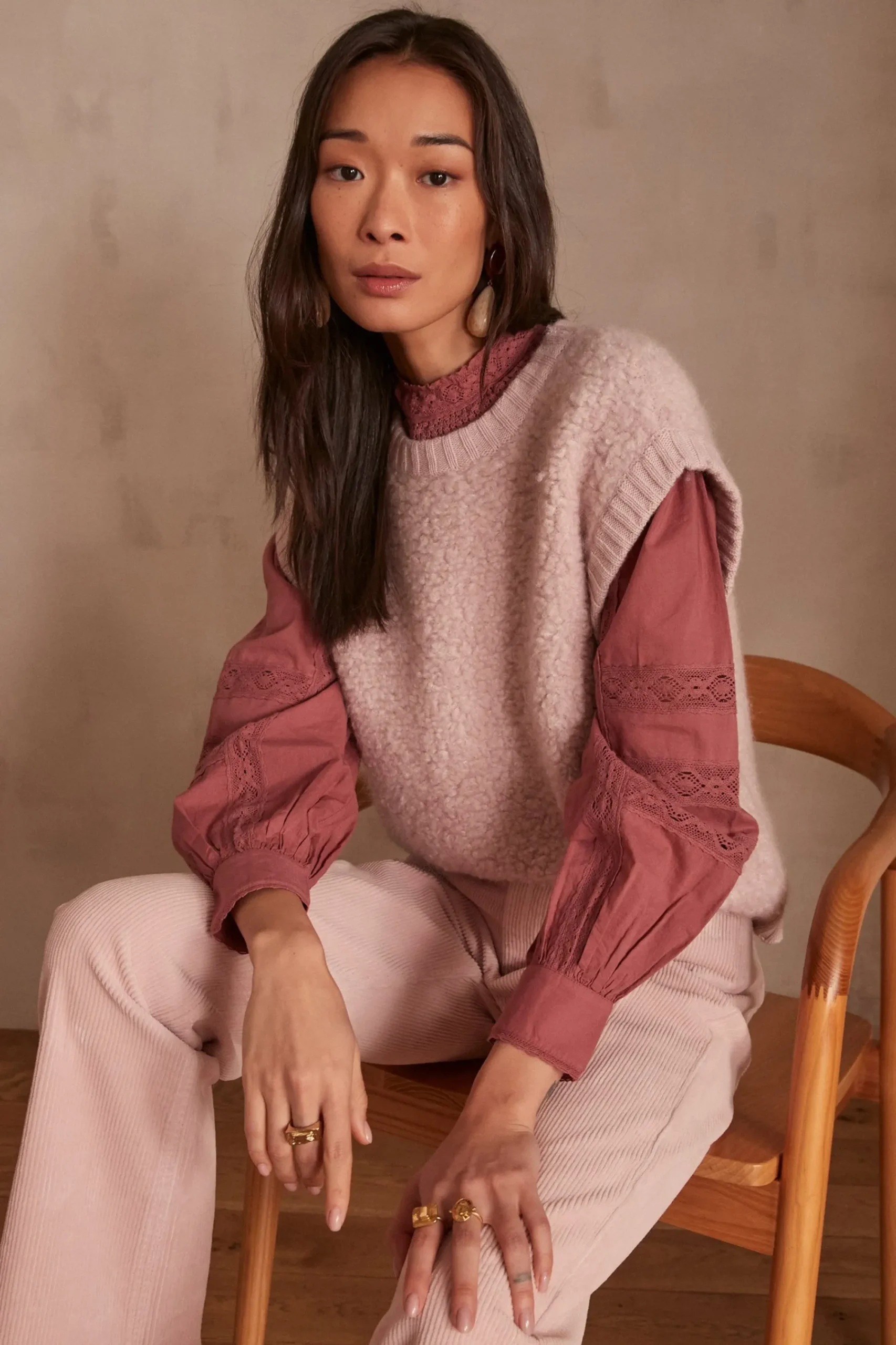Maison 123 Blouses Et Chemises En Coton|Blouses Et Chemises Brodées>Blouse CALIXTE ROSE FONCE