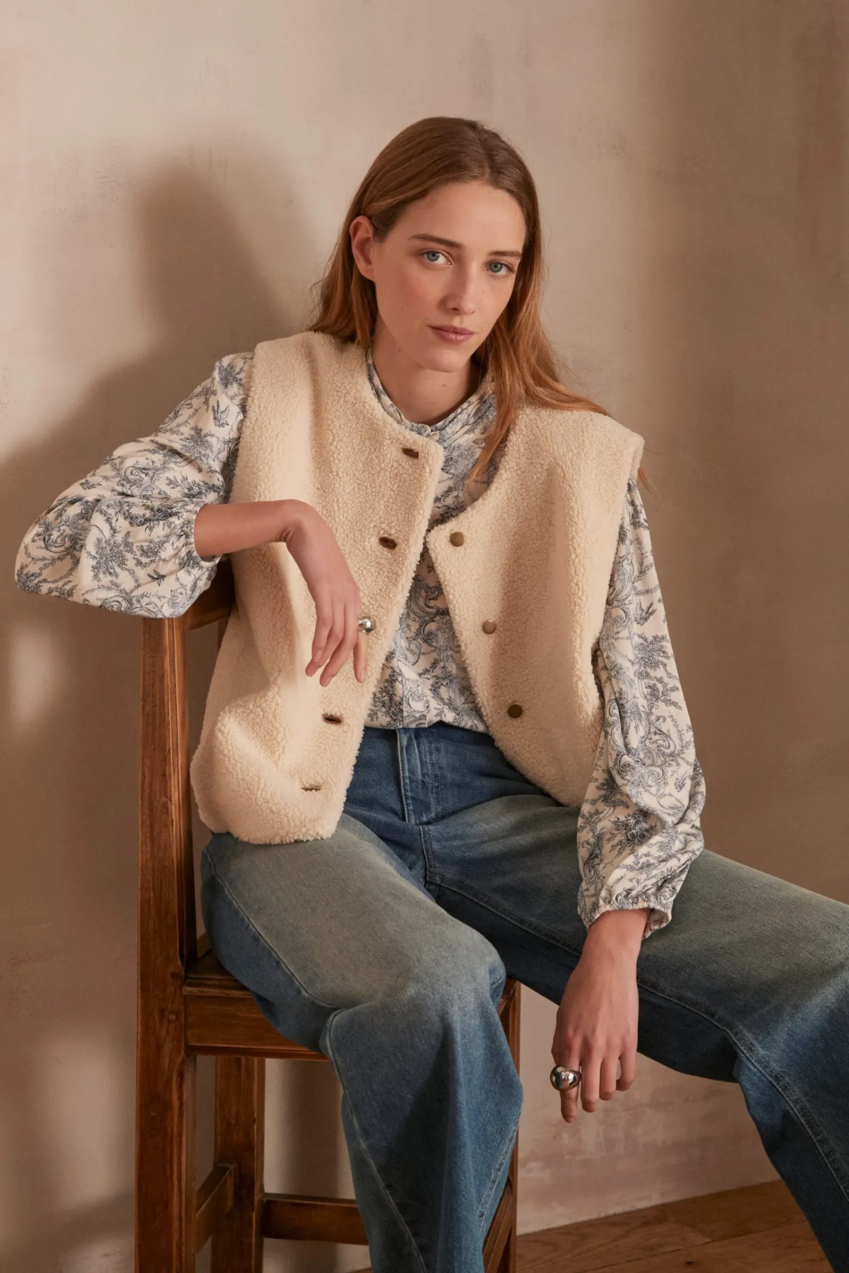 Maison 123 Blouses Et Chemises Imprimées>Blouse PHILIPPINE INDIGO CLAIR