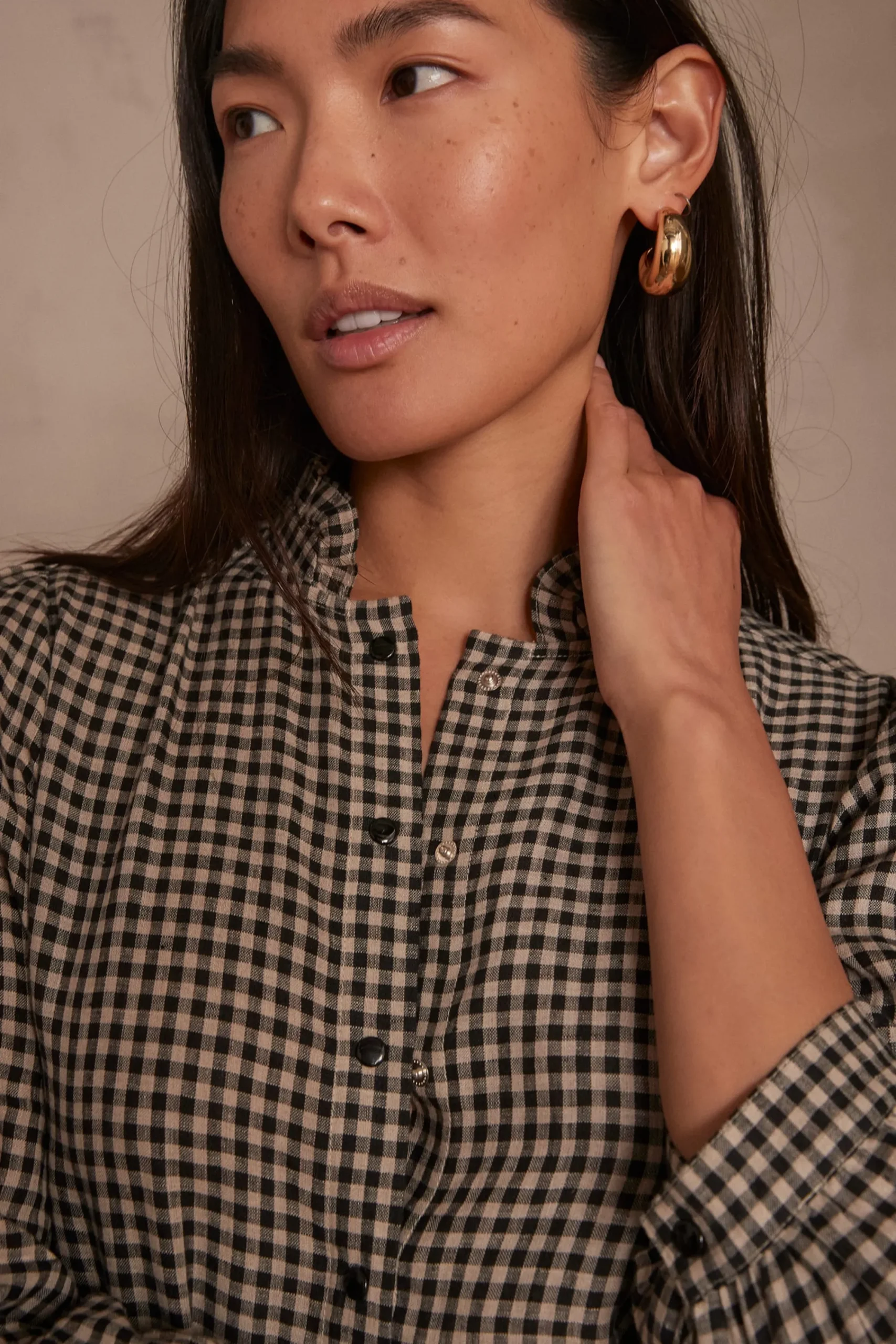 Maison 123 Blouses Et Chemises Imprimées|Blouses Et Chemises Noires>Blouse vichy en lin BELLA NOIR