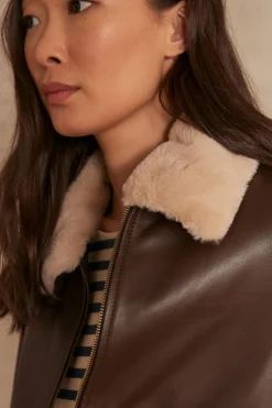 Maison 123 Manteaux Et Blousons En Cuir|Vestes Et Blousons En Cuir>Blouson en cuir Adam MARRON