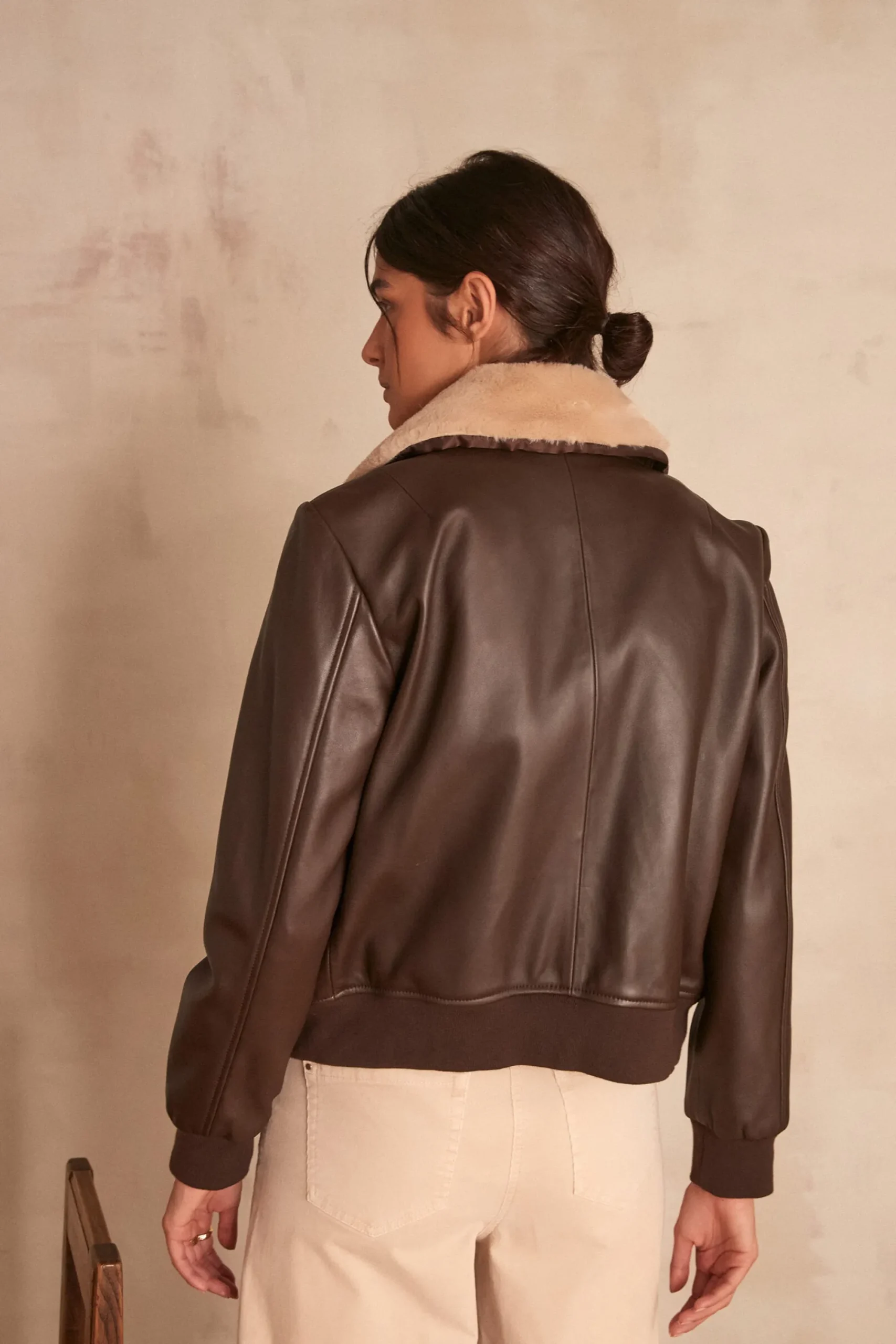 Maison 123 Manteaux Et Blousons En Cuir|Vestes Et Blousons En Cuir>Blouson en cuir Adam MARRON