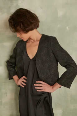 Maison 123 Blazers|Vestes Noires>Boléro en jacquard Neil NOIR