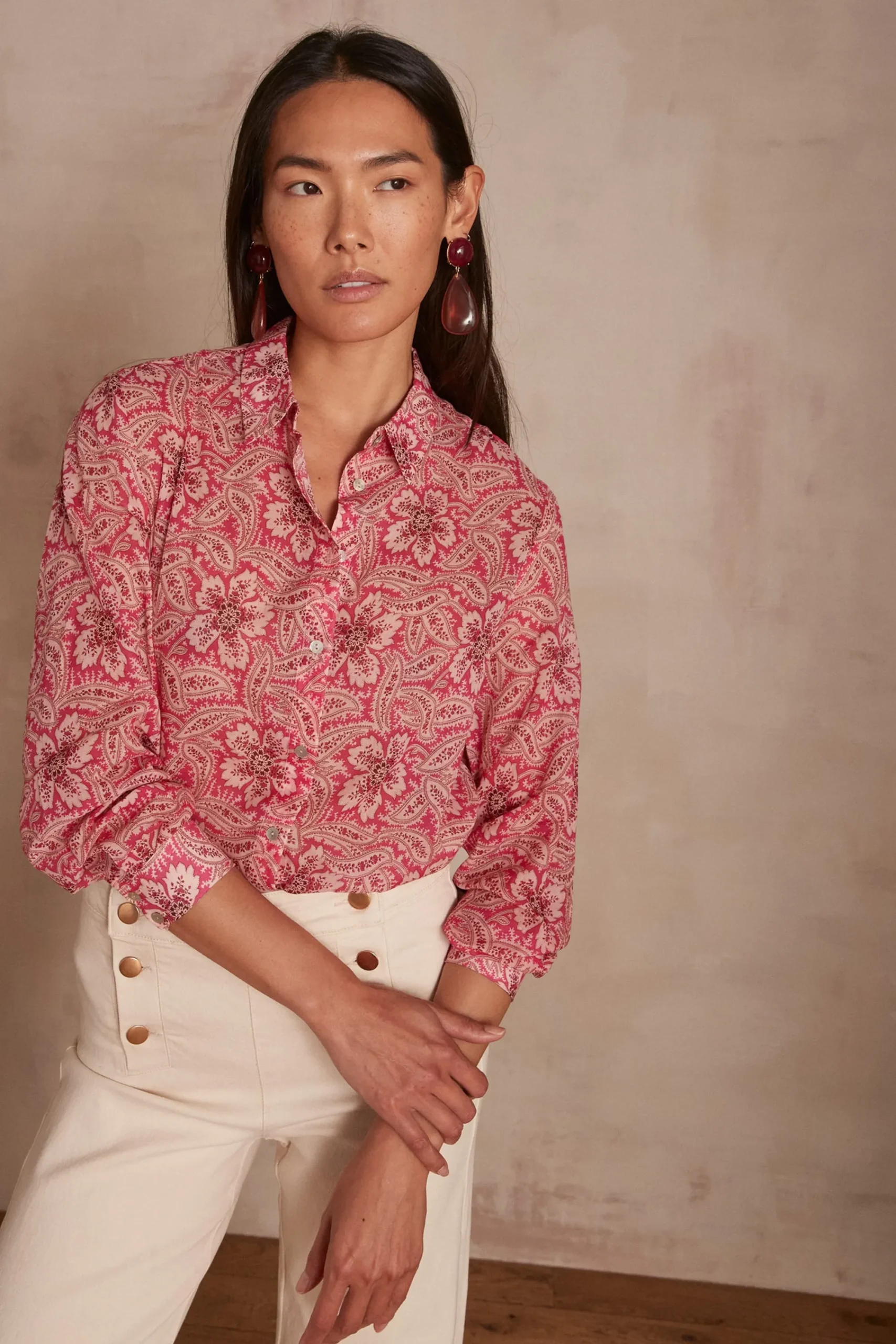 Maison 123 Blouses Et Chemises Imprimées|Blouses Et Chemises En Coton>Chemise Colette ROSE