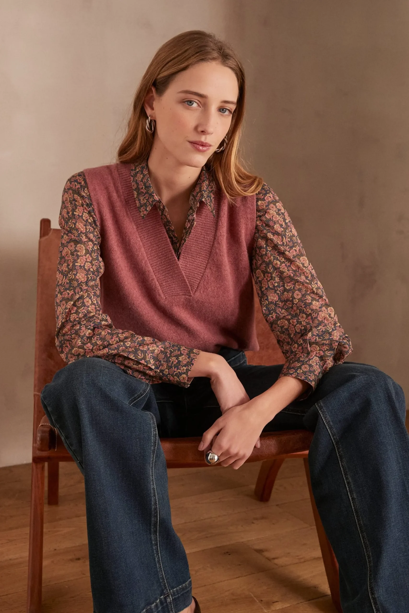 Maison 123 Blouses Et Chemises Imprimées|Blouses Et Chemises En Coton>Chemise COLETTE ROSE FONCE