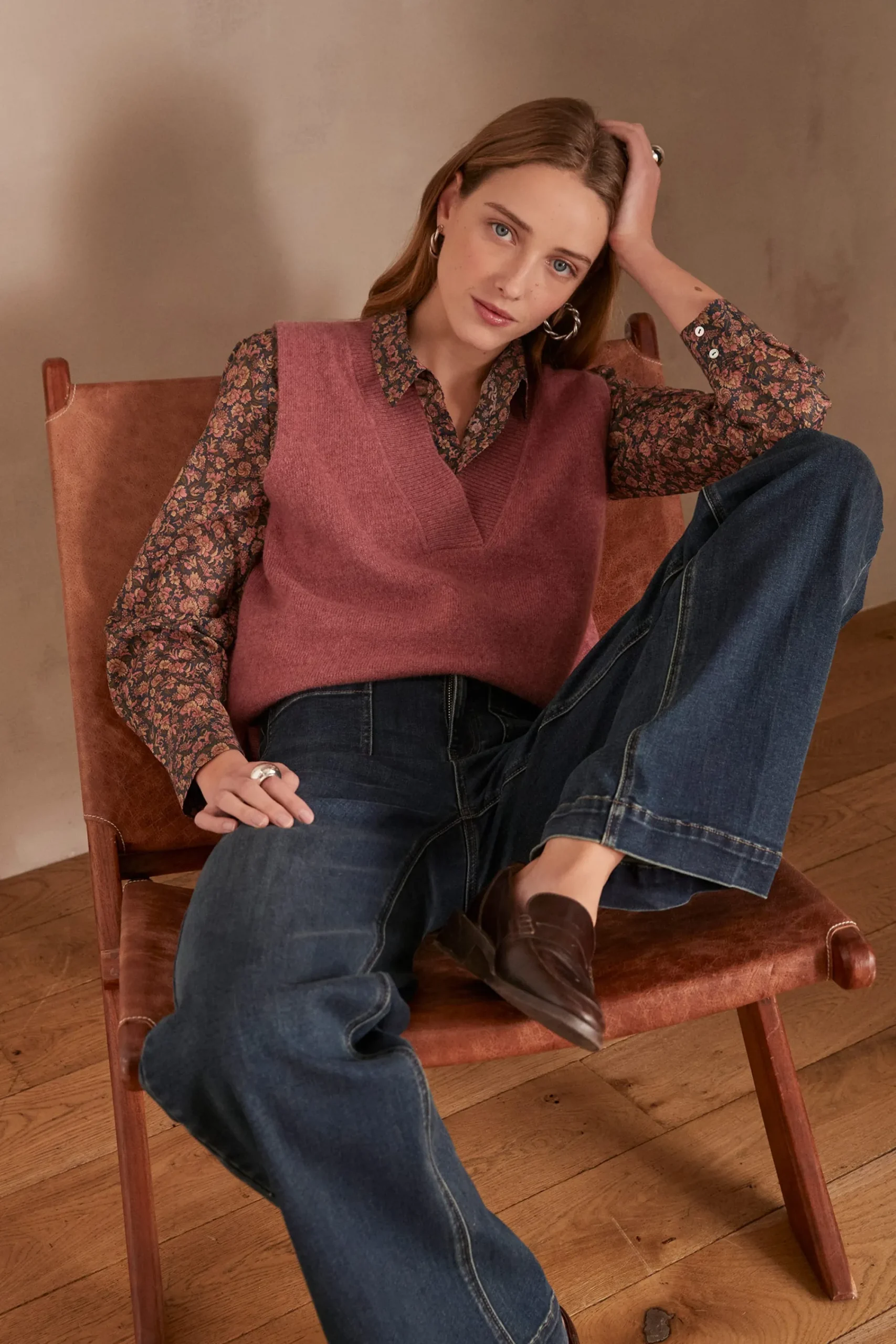 Maison 123 Blouses Et Chemises Imprimées|Blouses Et Chemises En Coton>Chemise COLETTE ROSE FONCE