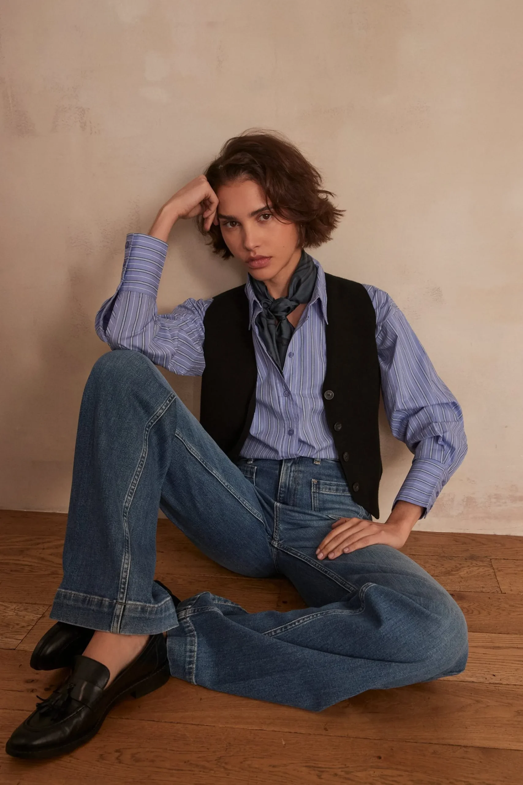 Maison 123 Blouses Et Chemises En Coton>Chemise cropped PETRONILLE BLEU CIEL
