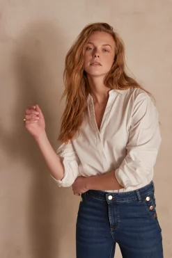 Maison 123 Blouses Et Chemises Blanches|Blouses Et Chemises En Coton>Chemise en coton MANDIE BLANC