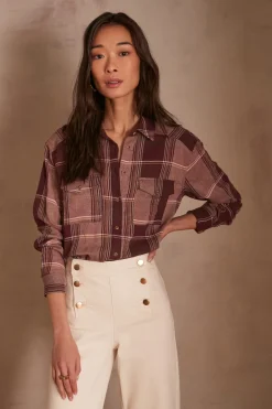 Maison 123 Blouses Et Chemises Imprimées|Blouses Et Chemises En Coton>Chemise PETRA ROSE FONCE