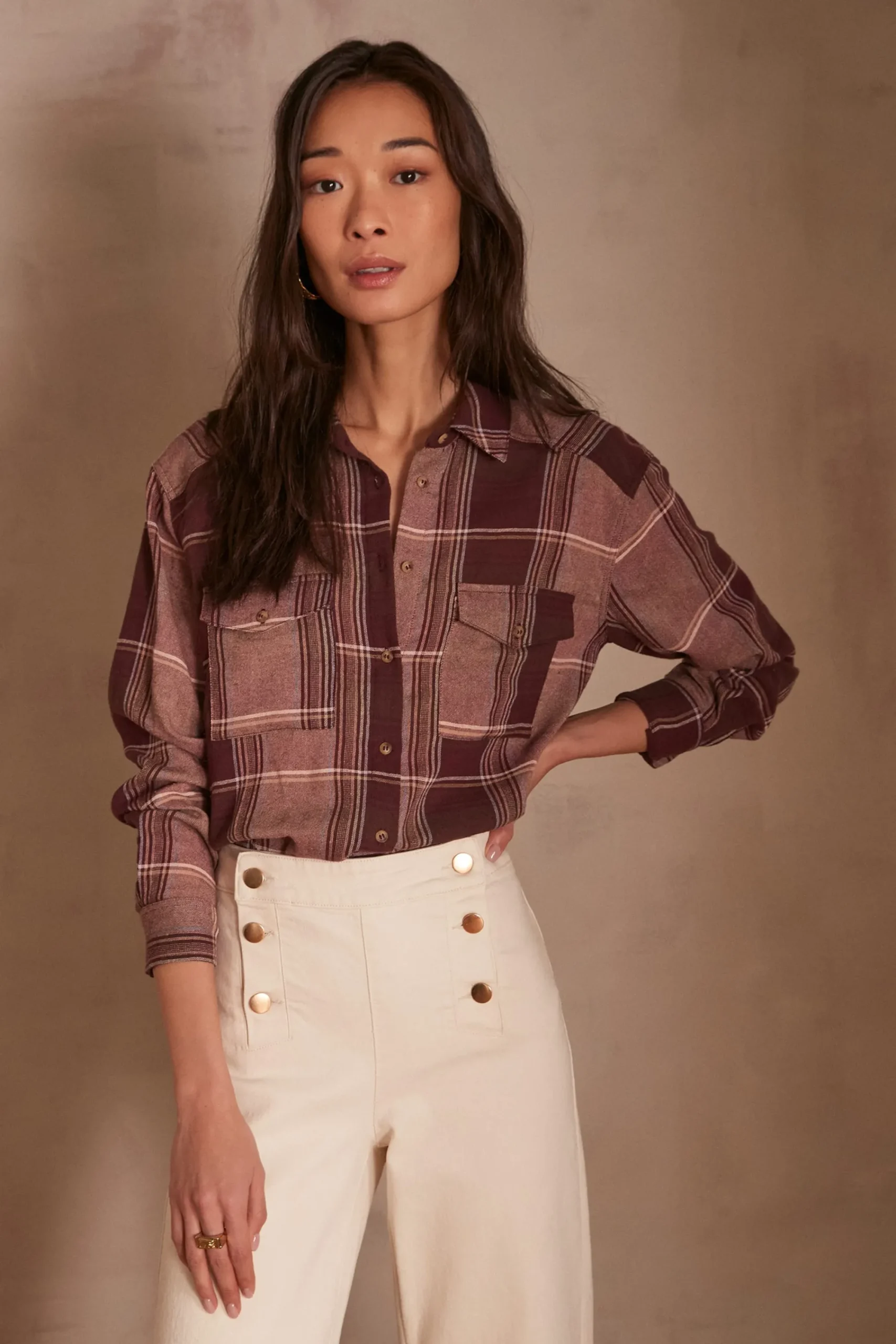Maison 123 Blouses Et Chemises Imprimées|Blouses Et Chemises En Coton>Chemise PETRA ROSE FONCE