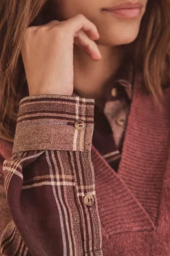 Maison 123 Blouses Et Chemises Imprimées|Blouses Et Chemises En Coton>Chemise PETRA ROSE FONCE