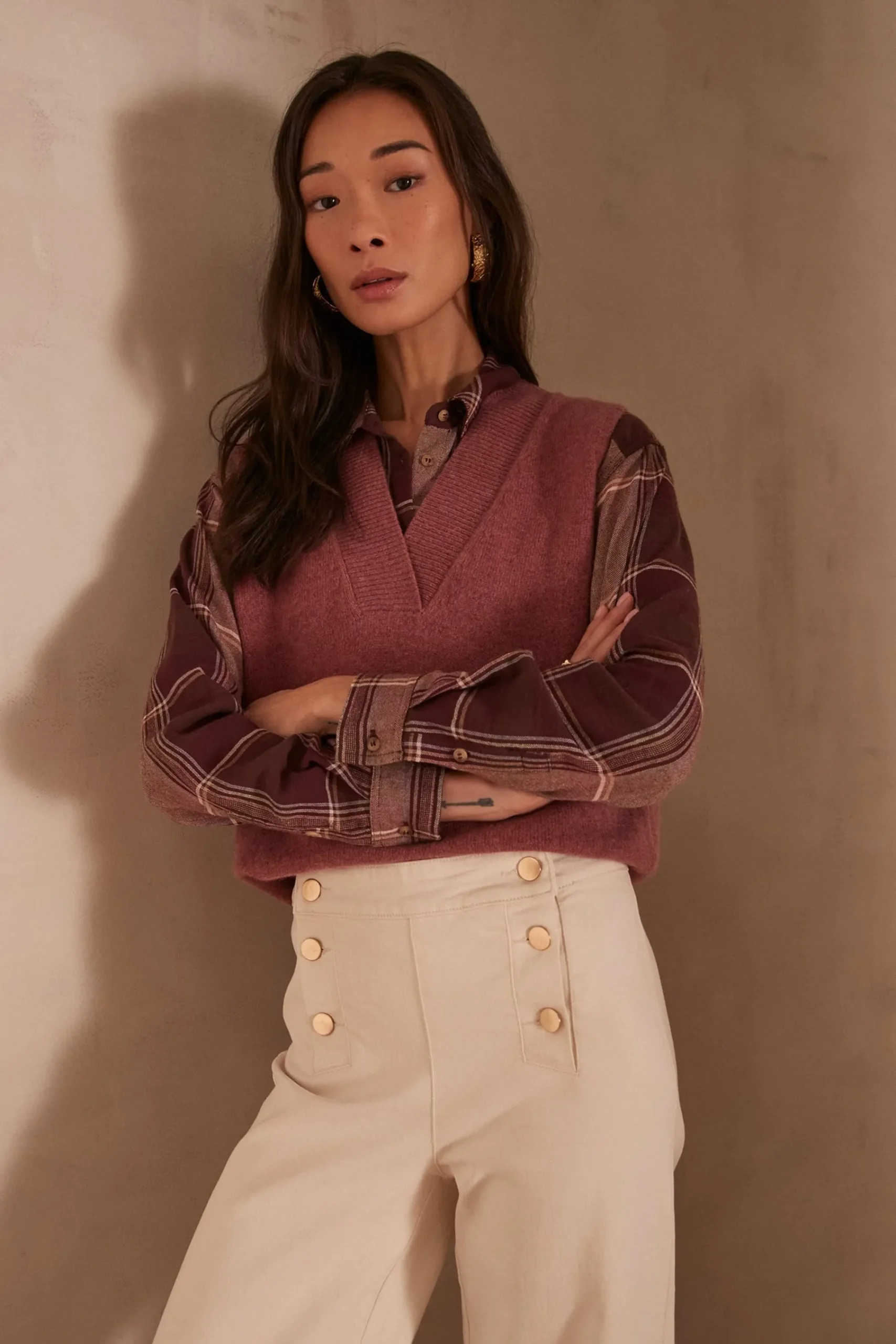 Maison 123 Blouses Et Chemises Imprimées|Blouses Et Chemises En Coton>Chemise PETRA ROSE FONCE