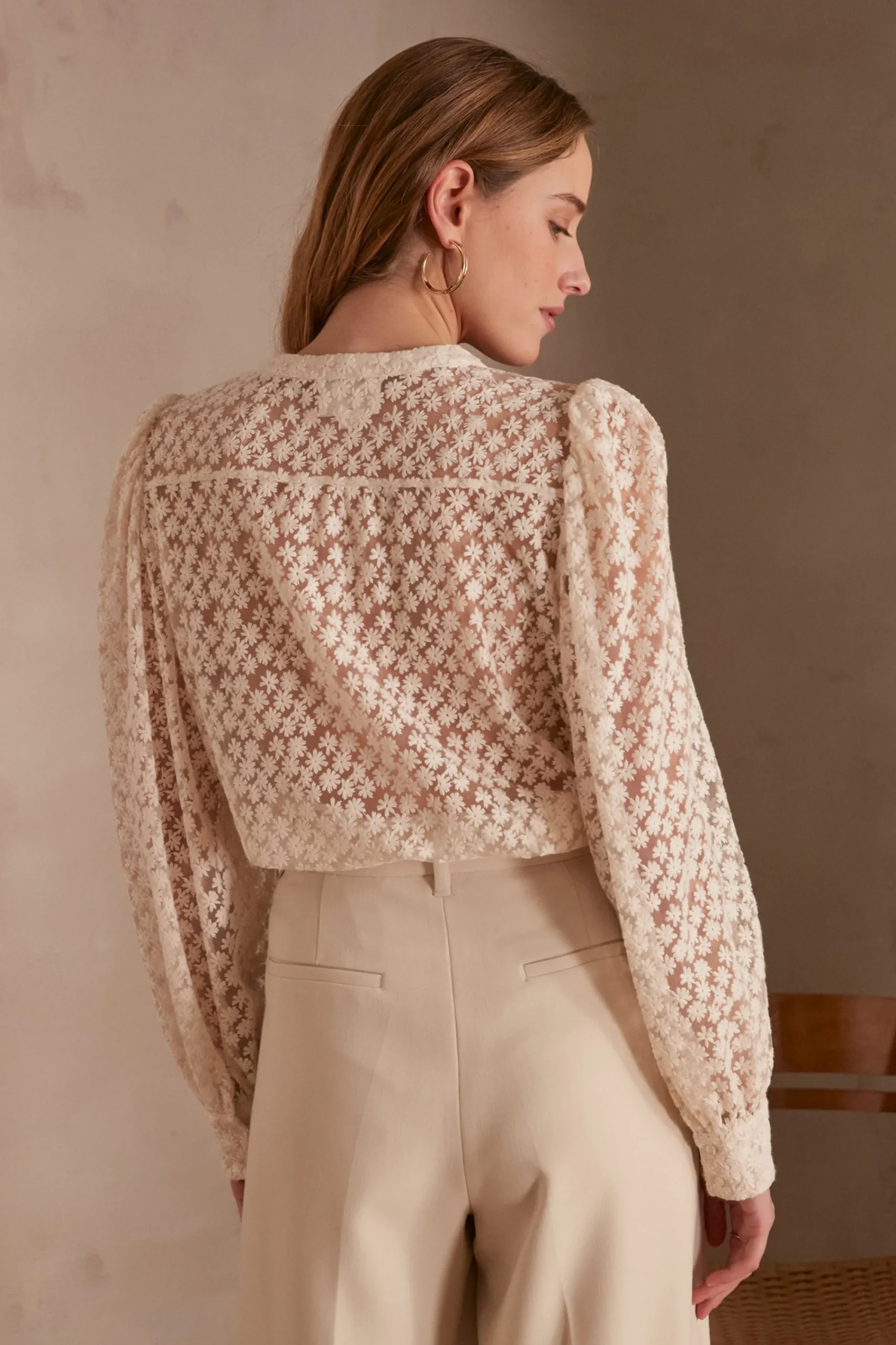Maison 123 Blouses Et Chemises En Coton|Blouses Et Chemises Brodées>Chemisier brodé CAMOMILLE NATUREL