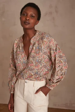 Maison 123 Blouses Et Chemises Imprimées|Blouses Et Chemises En Coton>Chemisier BRUNELLE BLUSH