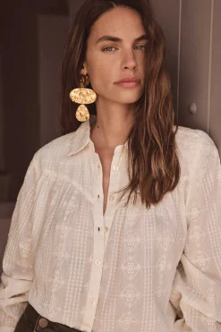 Maison 123 Blouses Et Chemises Blanches|Blouses Et Chemises En Coton>Chemisier PERLE CREME