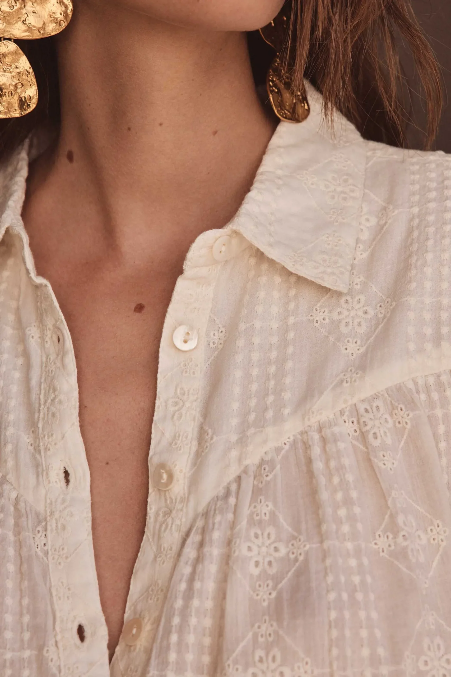 Maison 123 Blouses Et Chemises Blanches|Blouses Et Chemises En Coton>Chemisier PERLE CREME