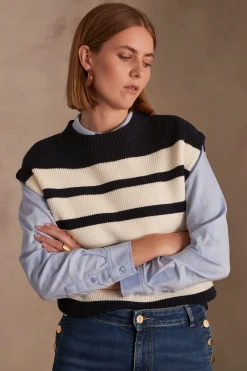 Maison 123 Pulls Sans Manches|Marinières>COREY sleeveless sailboat ECRU