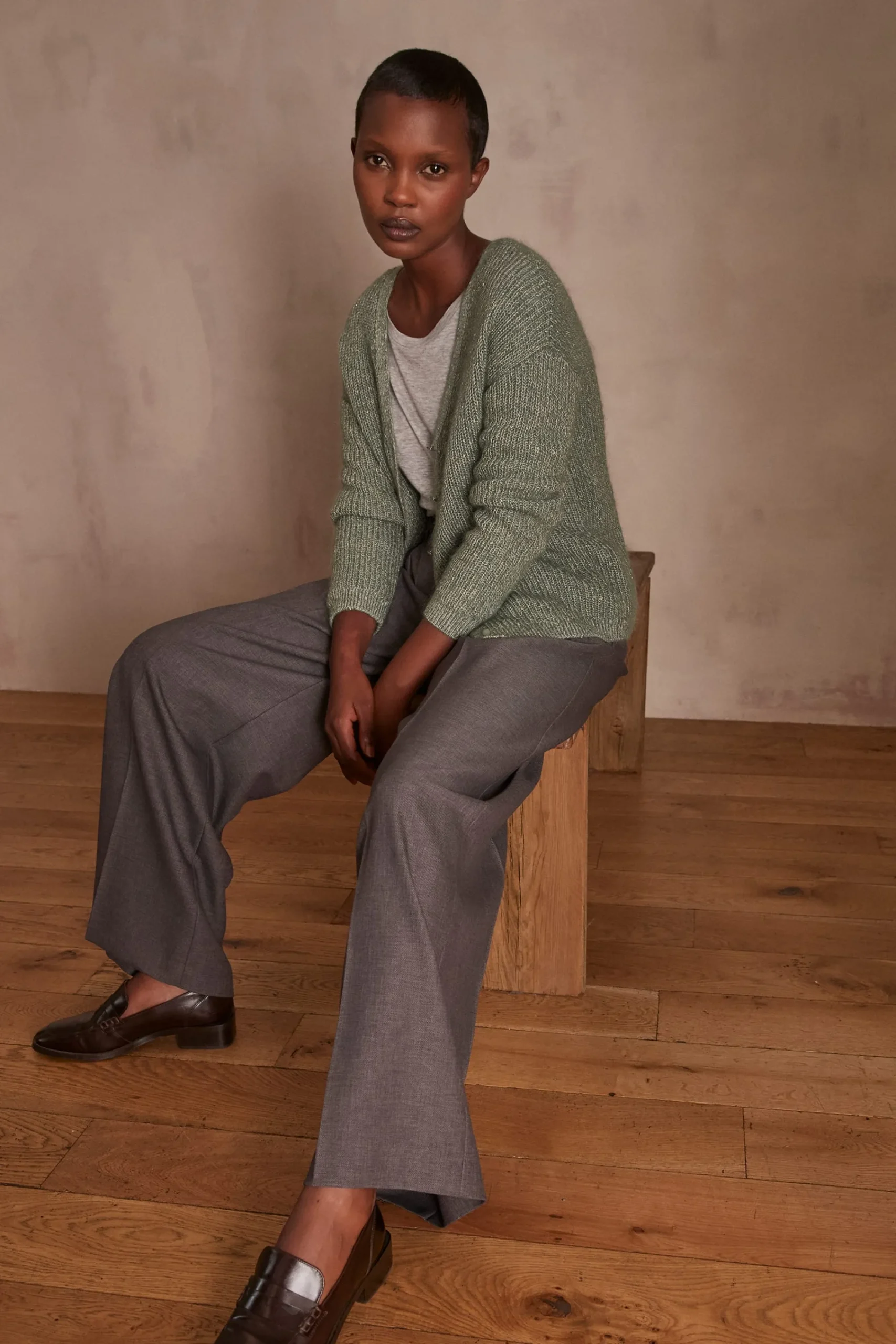 Maison 123 Gilets Courts|Gilets Longs>Gilet en laine CADDY FEUILLE