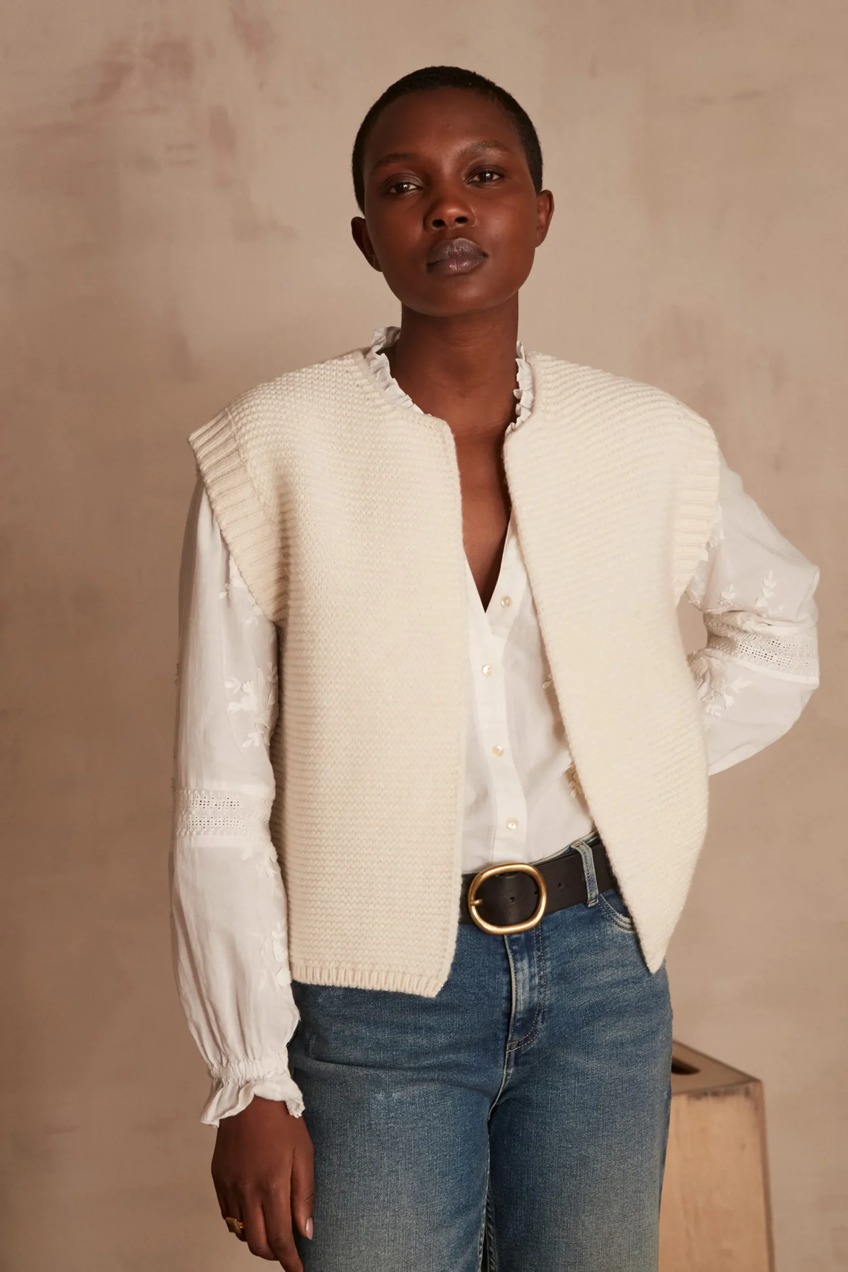 Maison 123 Gilets Courts|Gilets Sans Manches>Gilet sans manches BALDINI IVOIRE
