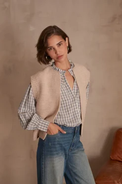 Maison 123 Gilets Courts|Gilets Sans Manches>Gilet sans manches en laine BALDINI NATUREL