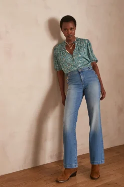Maison 123 Jeans We Care|Jeans Flare Et Bootcut>Jean flare NINON Produit labellisé We Care mettant en avant l'utilisation de matières plus responsables et la valorisation de la production locale DELAVE CLAIR