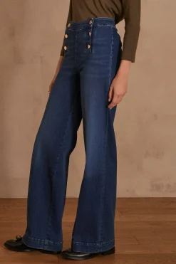 Maison 123 Jeans We Care|Jeans Taille Haute>Jean large OXAN Produit labellisé We Care mettant en avant l'utilisation de matières plus responsables et la valorisation de la production locale INDIGO