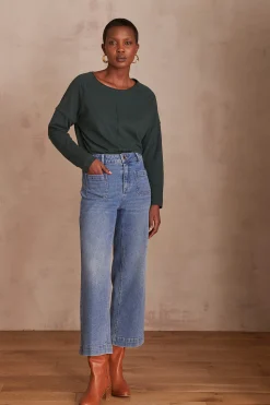 Maison 123 Jeans We Care|Jeans Larges>Jean LEA CROPPED BLEU