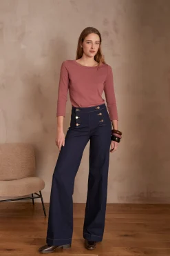 Maison 123 Jeans We Care|Jeans Taille Haute>Jean wideleg OXAN ENCRE