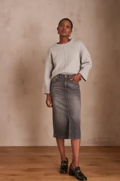 Maison 123 Jupes Longues Et Midi|Jupes En Jean>Jupe BIRDY CHINE CLAIR