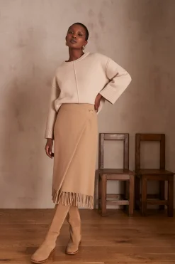 Maison 123 Jupes Longues Et Midi|Jupes En Maille>Jupe ELONA CAMEL CLAIR