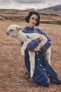 Maison 123 Jupes Longues Et Midi|Jupes En Jean>Jupe en jean ELISABETH INDIGO FONCE