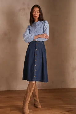 Maison 123 Jupes Longues Et Midi|Jupes En Jean>Jupe JUSTINE INDIGO FONCE