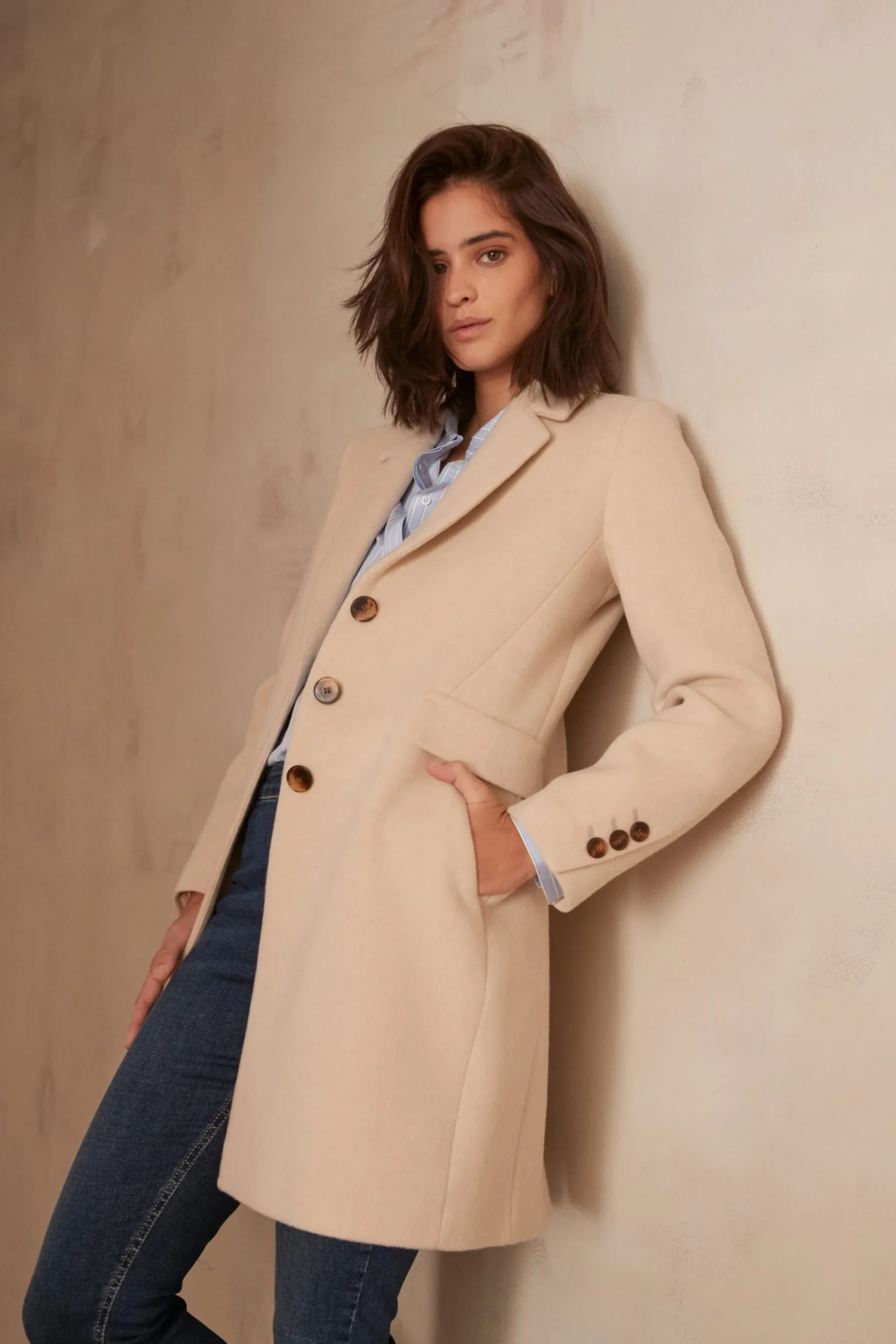 Maison 123 Manteaux Longs|Manteaux En Laine>Manteau en laine ANABELLE BIS NATUREL
