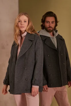 Maison 123 Manteaux Courts|Manteaux En Laine>Manteau unisexe FLETCHER BIS ANTHRACITE