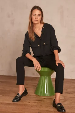 Maison 123 Pantalons De Tailleur|Pantalons Noirs>Pantalon cigarette Valero Produit labellisé We Care mettant en avant l'utilisation de matières plus responsables et la valorisation de la production locale NOIR