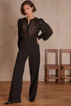 Maison 123 Pantalons De Tailleur|Pantalons Fluides>Pantalon de tailleur large LAYLA Produit labellisé We Care mettant en avant l'utilisation de matières plus responsables et la valorisation de la production locale NOIR