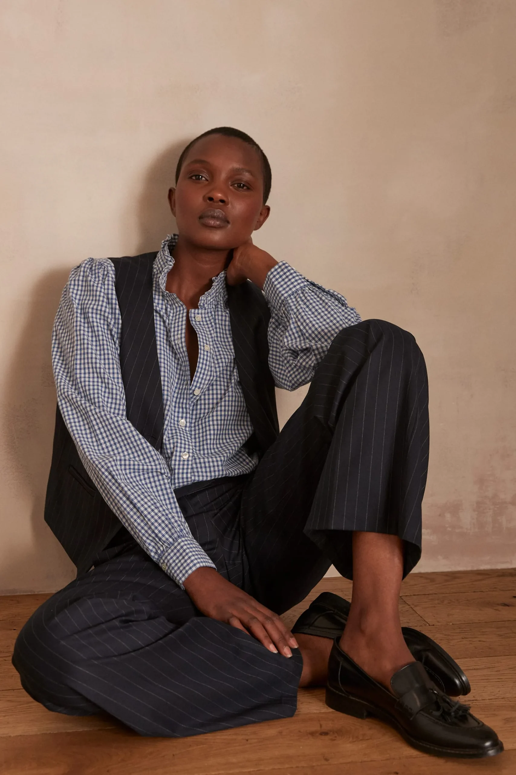 Maison 123 Pantalons De Tailleur|Pantalons Fluides>Pantalon de tailleur large LAYLA MARINE