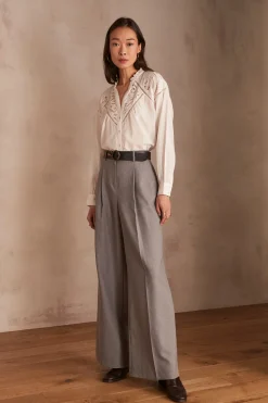 Maison 123 Pantalons Fluides|Pantalons Larges>Pantalon de tailleur large FLAUBERT GRIS SOURIS