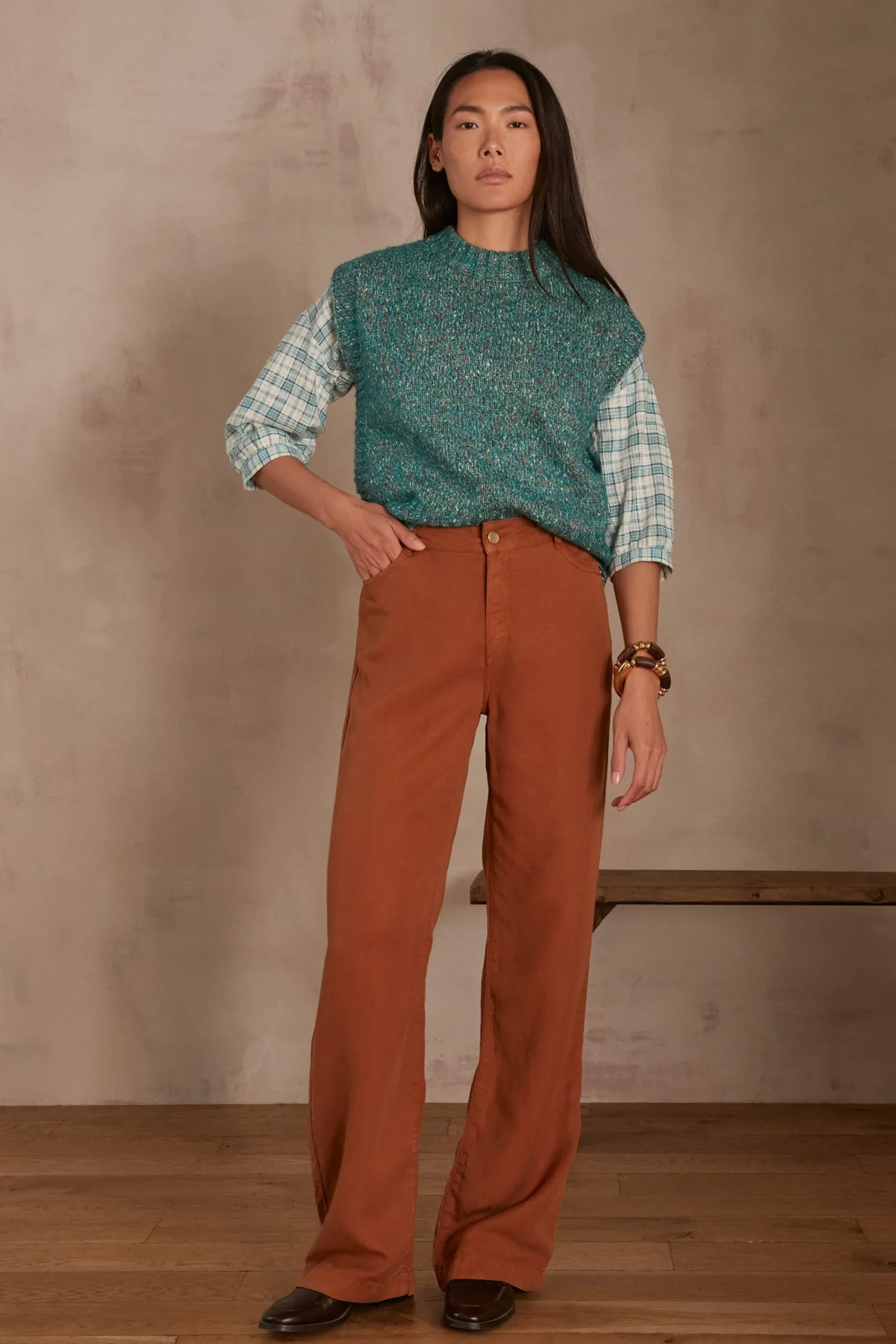 Maison 123 Pantalons Fluides>Pantalon large SANDY CARAMEL