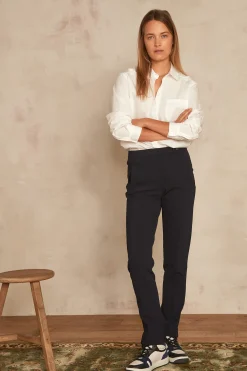 Maison 123 Pantalons De Tailleur|Pantalons Fluides>Pantalon slim microfibre Lara Produit labellisé We Care mettant en avant l'utilisation de matières plus responsables et la valorisation de la production locale MARINE