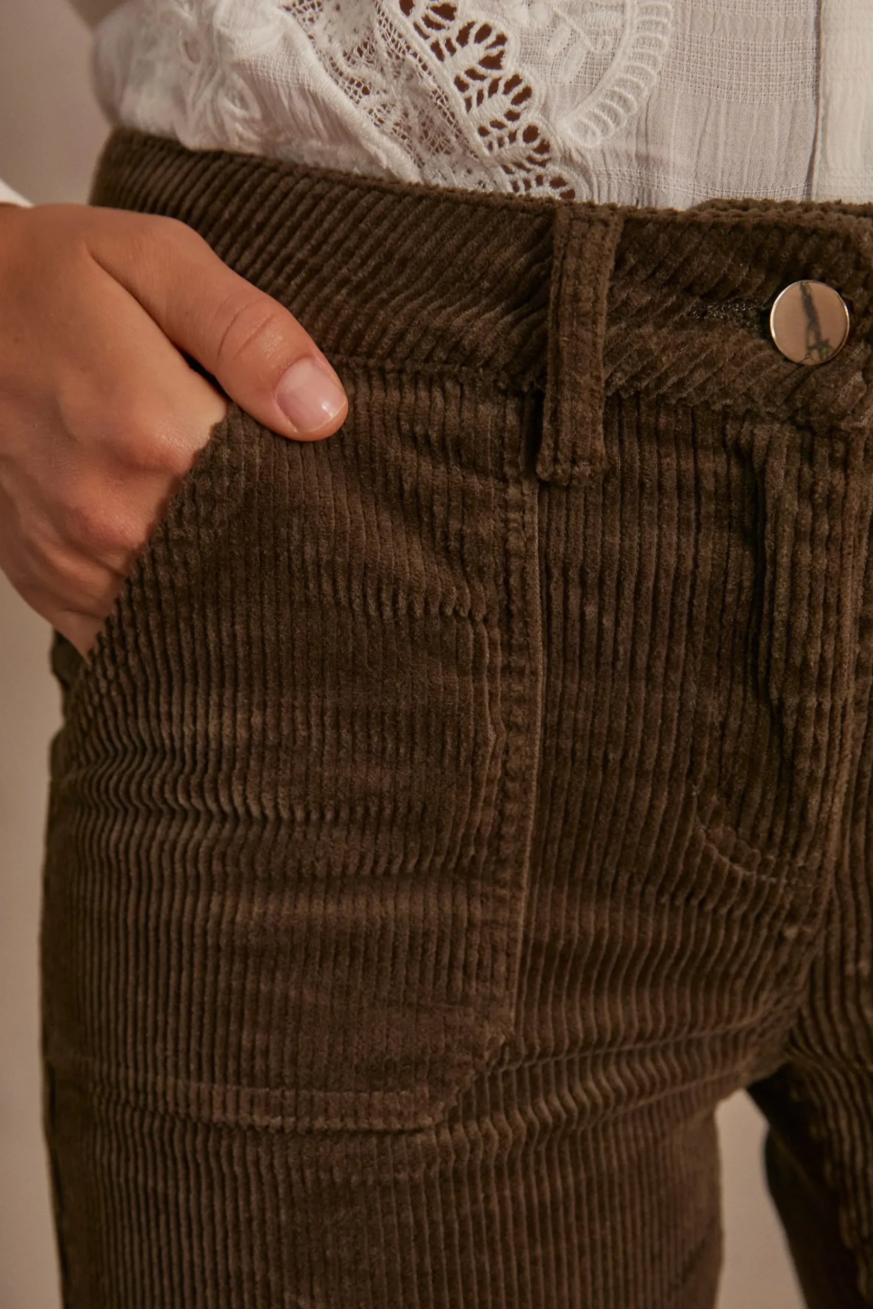Maison 123 Pantalons En Velours>Pantalon NALLA KAKI