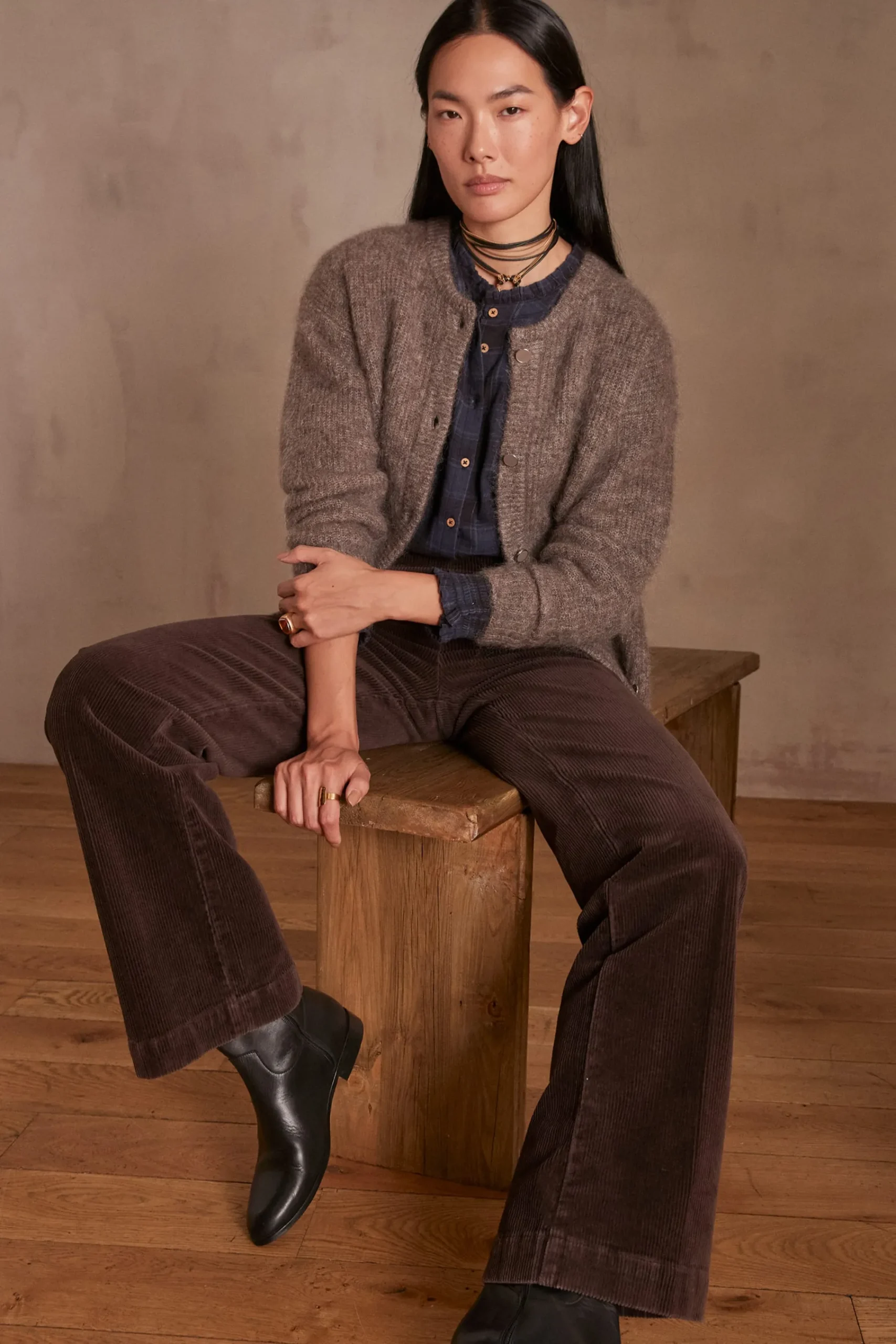 Maison 123 Pantalons Larges|Pantalons En Velours>Pantalon OXAN CHOCOLAT