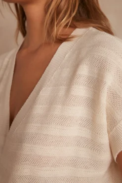 Maison 123 Pulls Col Rond|Pulls Sans Manches>Pull à manches courtes LINE CREME