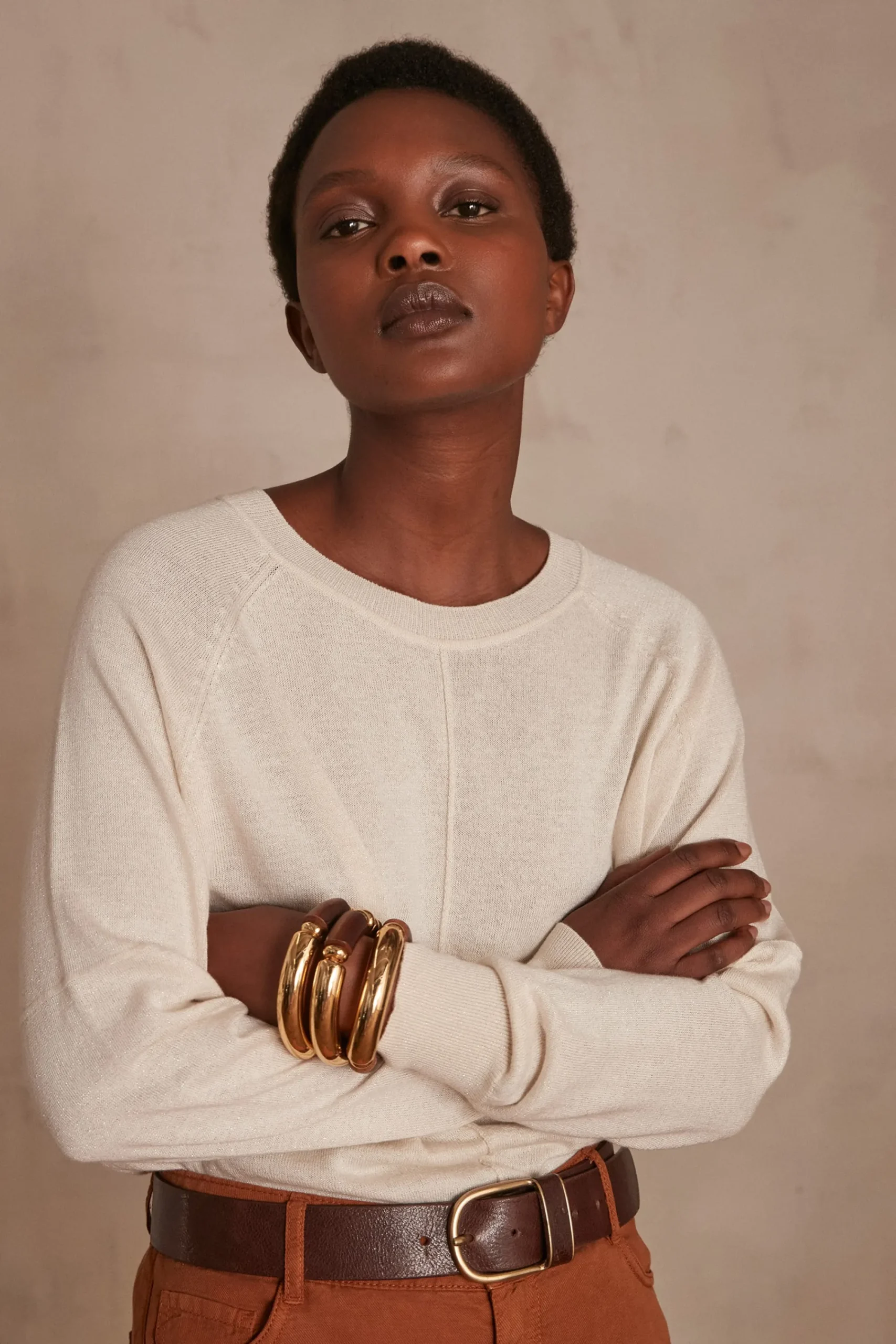 Maison 123 Pulls Col Rond>Pull ARY Produit labellisé We Care mettant en avant l'utilisation de matières plus responsables et la valorisation de la production locale CREME