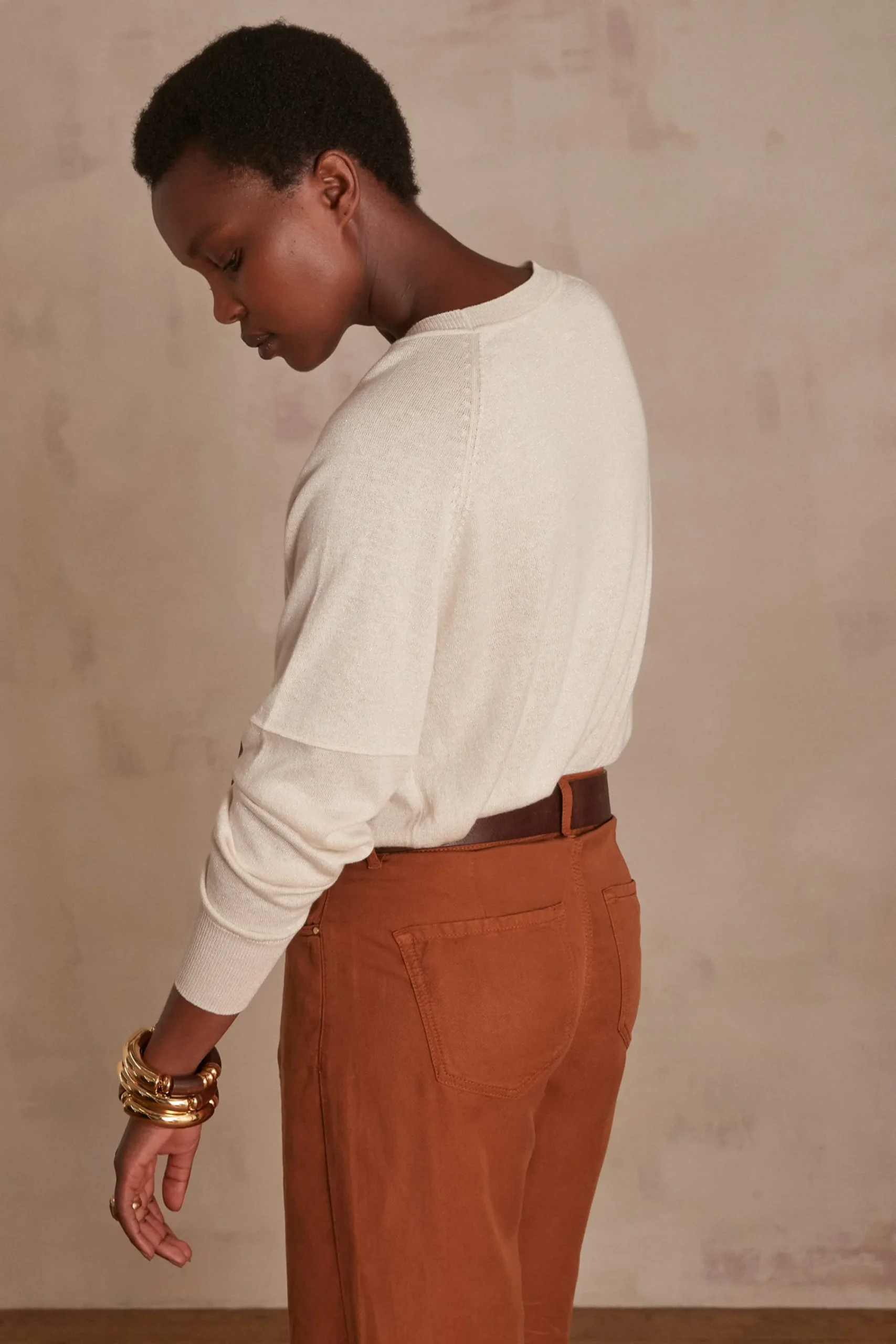 Maison 123 Pulls Col Rond>Pull ARY Produit labellisé We Care mettant en avant l'utilisation de matières plus responsables et la valorisation de la production locale CREME