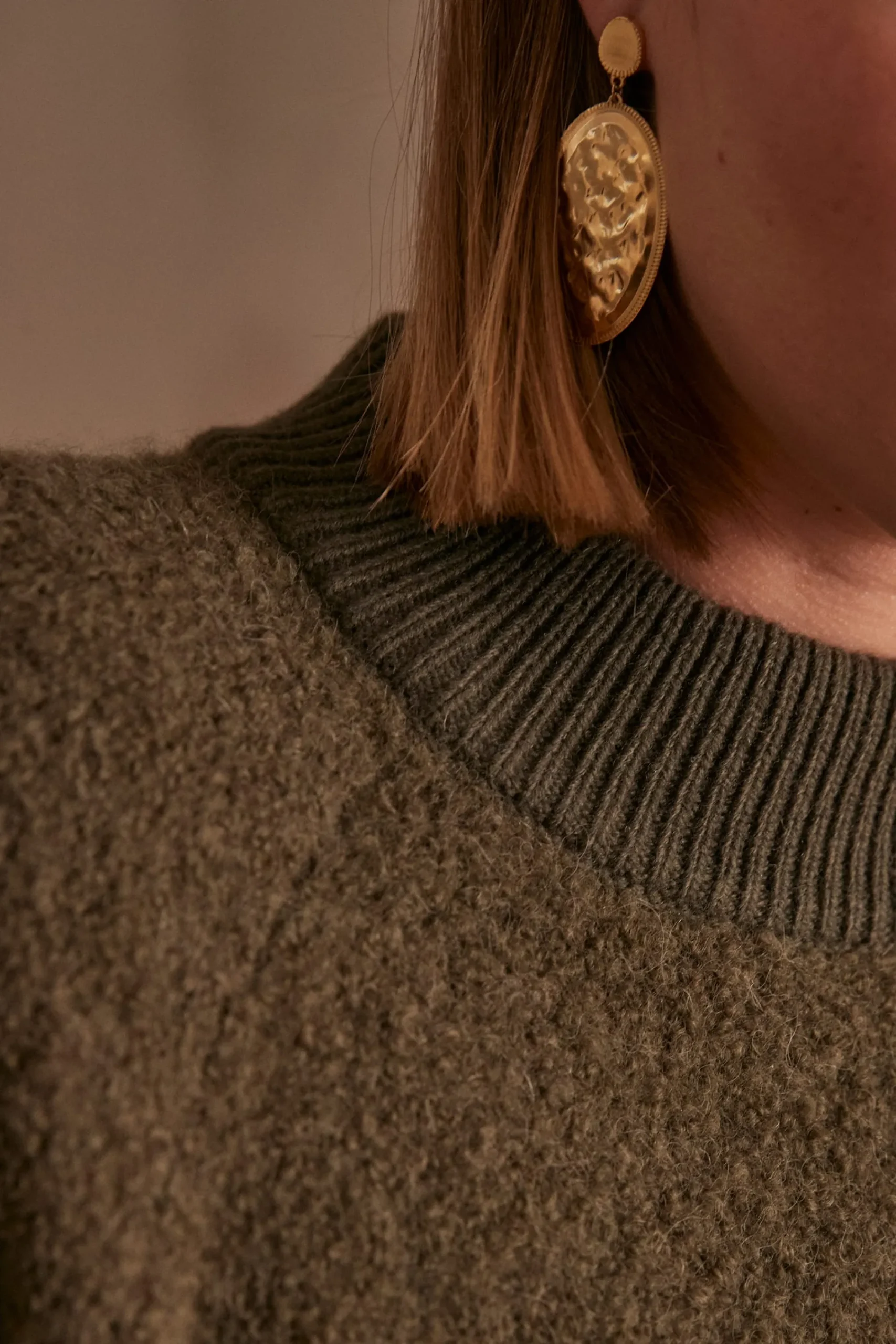 Maison 123 Pulls Col Rond>Pull CLARCK KAKI