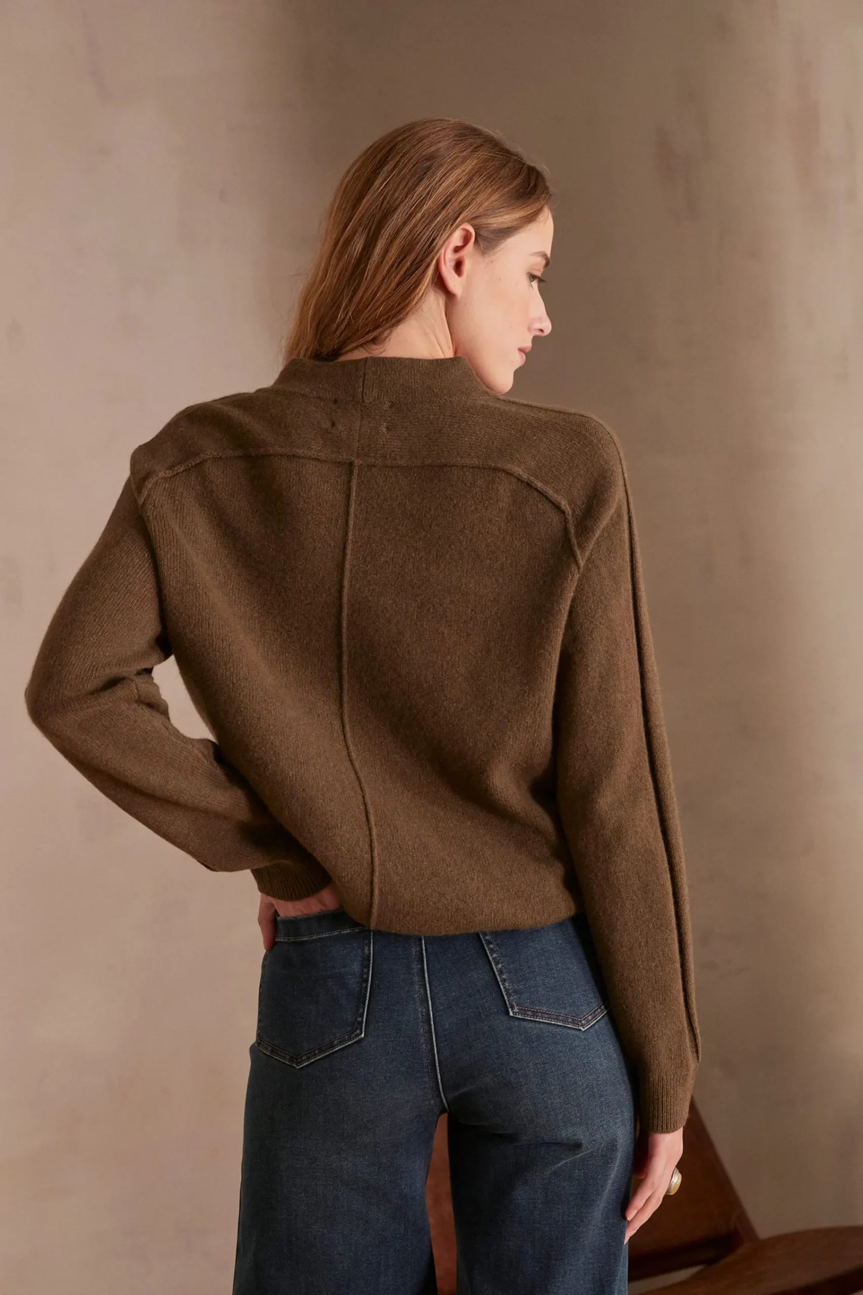 Maison 123 Pulls Col Rond>Pull en laine CLINTON KAKI