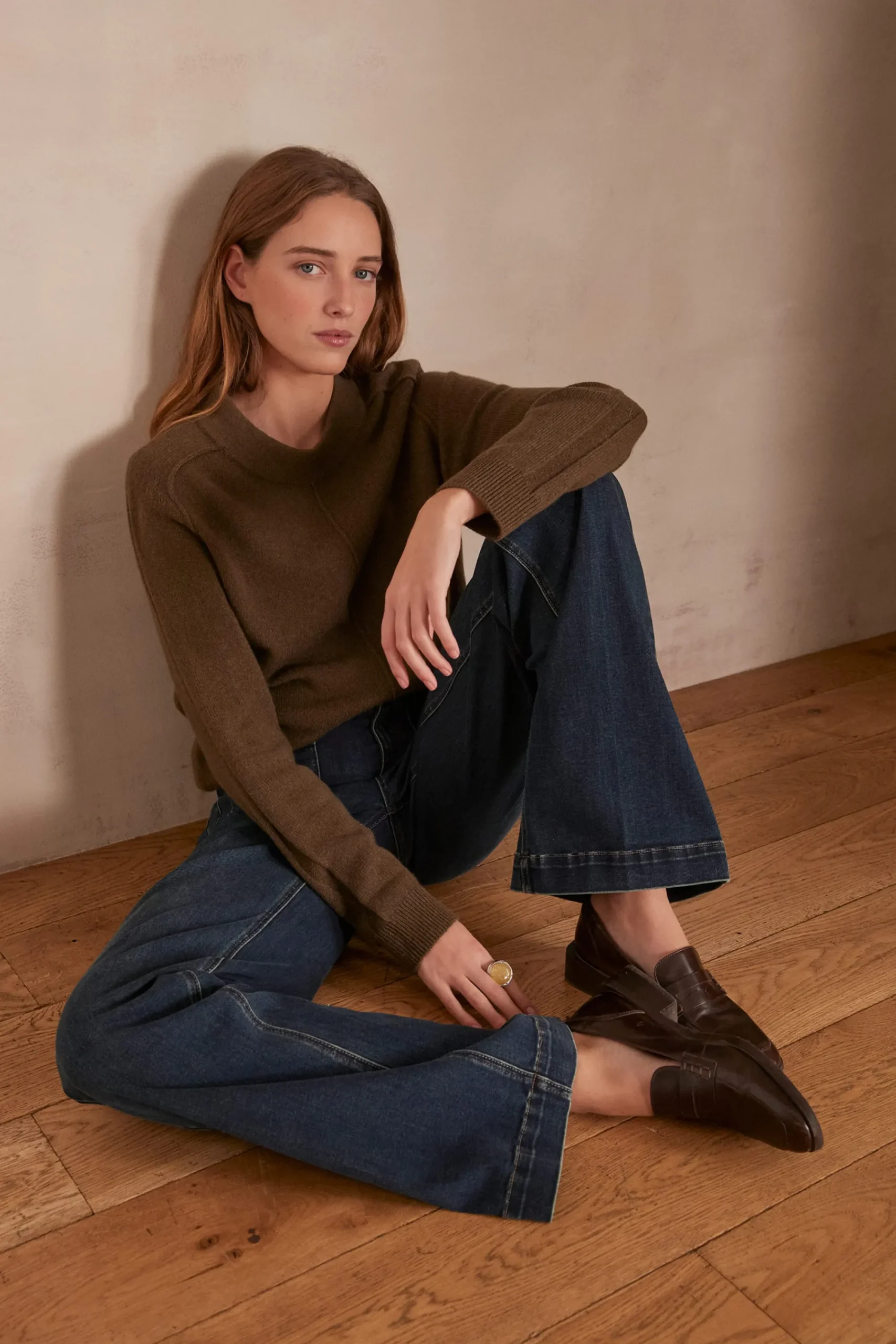 Maison 123 Pulls Col Rond>Pull en laine CLINTON KAKI